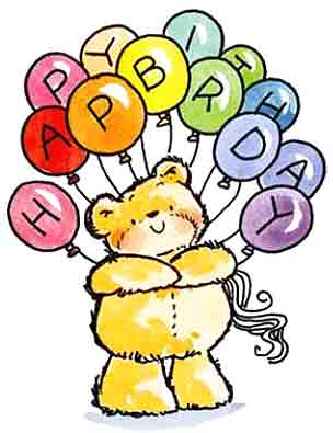 Teddy Bear with Happy Birthday Balloons 