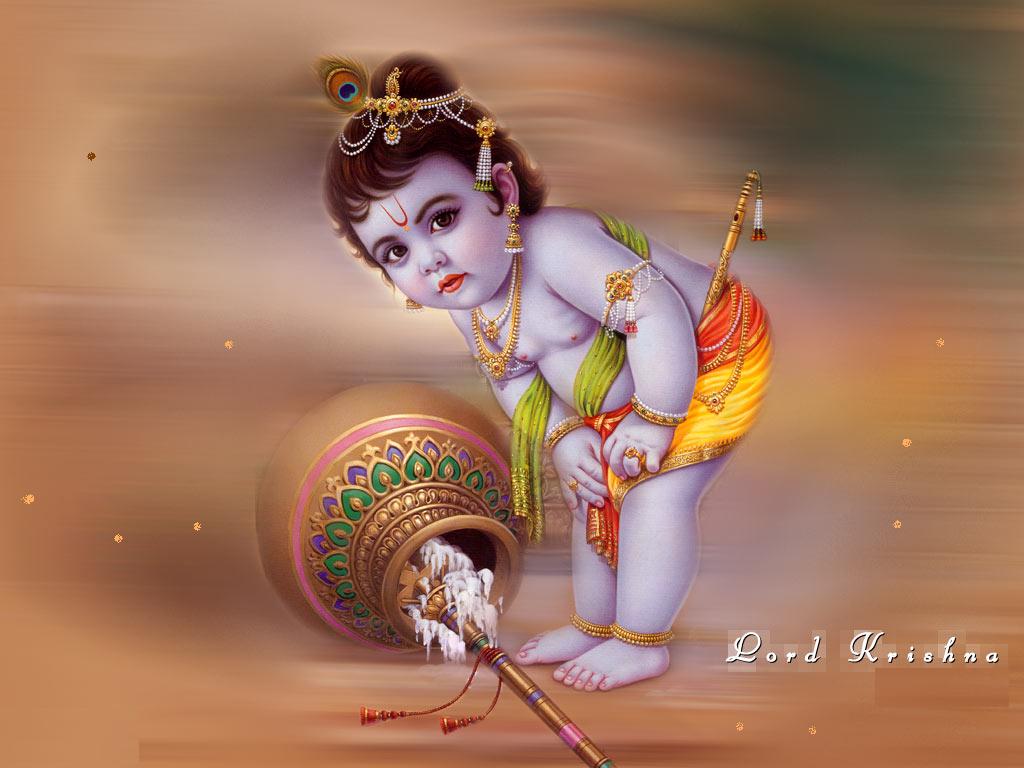Baby Krishna with makhan gamla