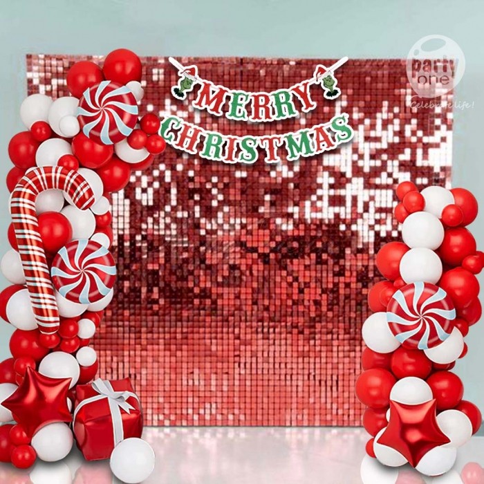 festival decorations Red Sequin Merry Christmas Decor