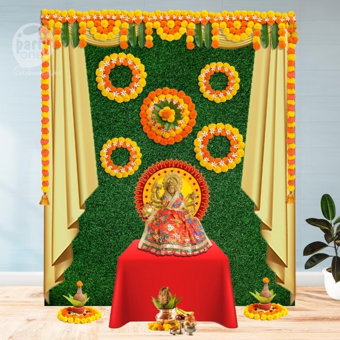 festival decorations Durga Green Backdrop Decoration