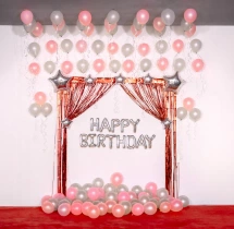 birthday Silver Pink Balloon Ceiling Decoration