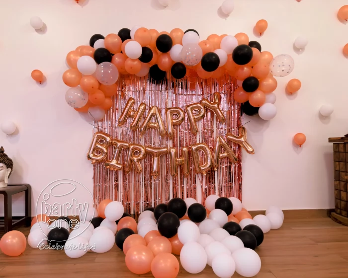 birthday Chic Rose Gold and Black Birthday Decor