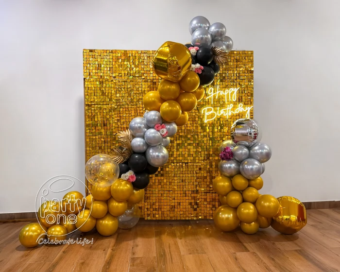 birthday Sequin Stylish Golden Birthday Decor