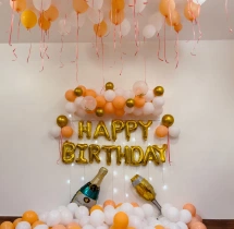 birthday White and Peach Birthday Surprise Decor