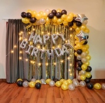 party artists Black Yellow Birthday Balloon Decor