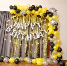 party artists Black Yellow Birthday Balloon Decor