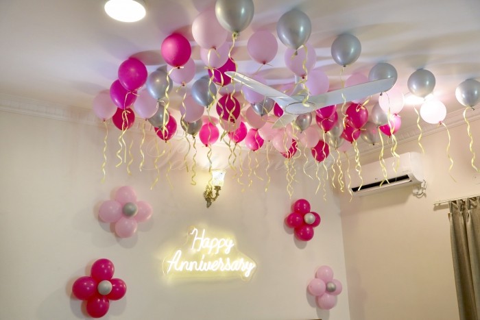 party artists Pink Anniversary Room Decoration