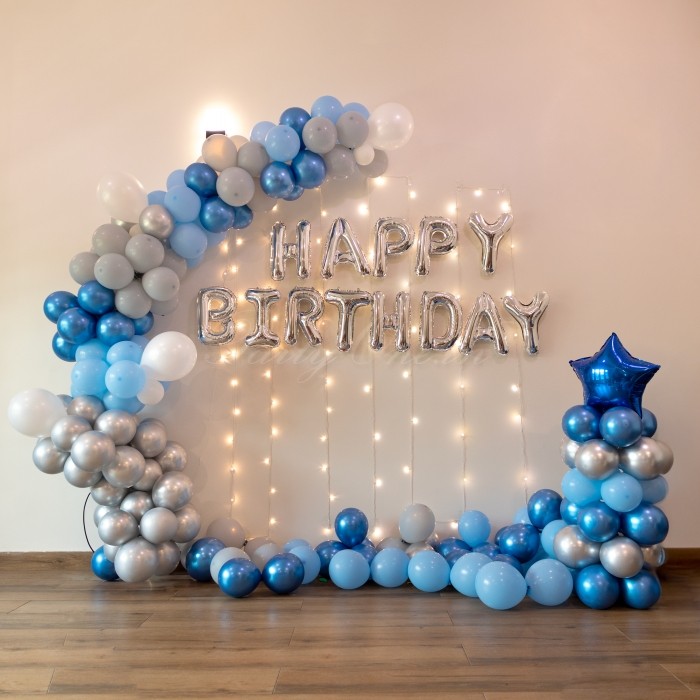 party artists Silver Blue Balloon Birthday Decor