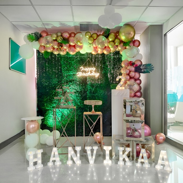 party artists Fancy Metallic Decor with Birthday Backdrop