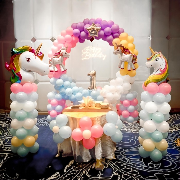 party artists Cute Unicorn Theme Birthday Balloon Decor