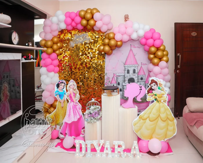 birthday Gold Sequin Princess Theme Decoration