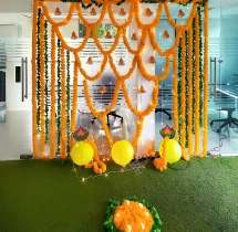 decorations Artificial Flower and Golden Bell Diwali Decor