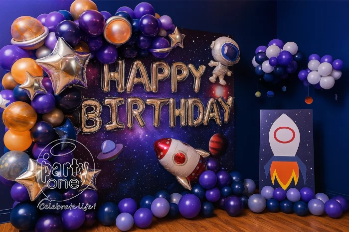 birthday Purple Theme Galaxy Birthday Decoration