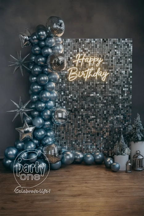 birthday Metallic Blue Theme Birthday Decor