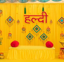 decorations Vibrant Yellow Haldi Stage Decoration