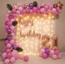 birthday Pastel Pink Theme Birthday Balloon Decoration