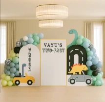 birthday Car and Dinosaur Theme Balloon Decoration