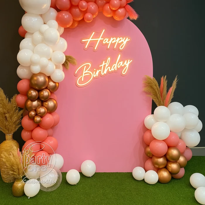 birthday Pink and White Birthday Balloon Decoration