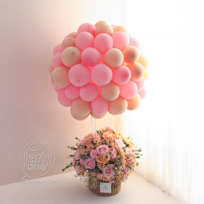 surprises Cute Pastel Balloon and Flower Bouquet