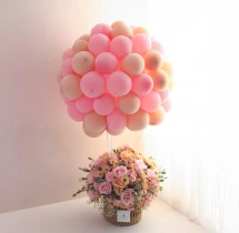 Balloon Bouquet Cute Pastel Balloon and Flower Bouquet