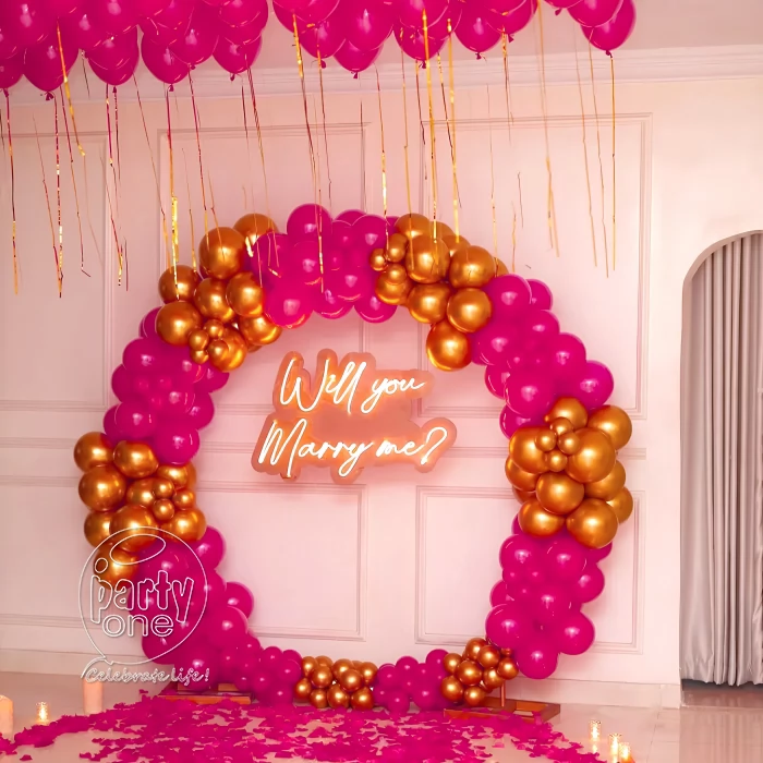 decorations Pink and Golden Marriage Proposal Decoration