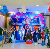 birthday Blue Themed Avengers Backdrop Decoration