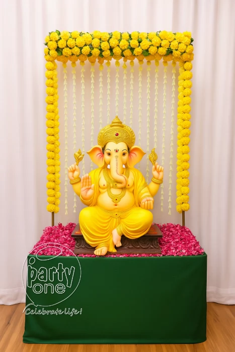 festival decorations Ganesha Puja Decoration with Pink amp White Theme