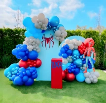 birthday Blue and Red Spiderman Theme Balloon Decoration