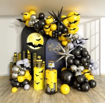 birthday Black Yellow Batman Theme Birthday Decoration