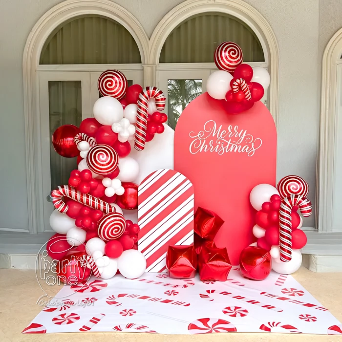 festival decorations Merry Christmas Red and White Balloon Decoration