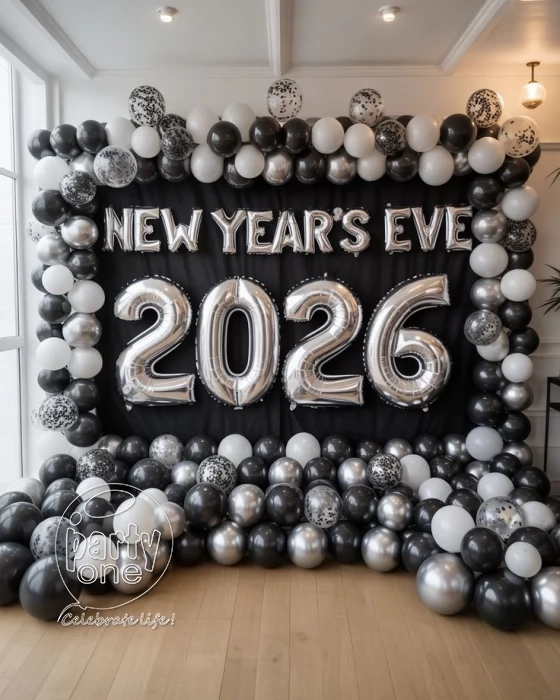 festival decorations Black and White New Year Balloon Decoration