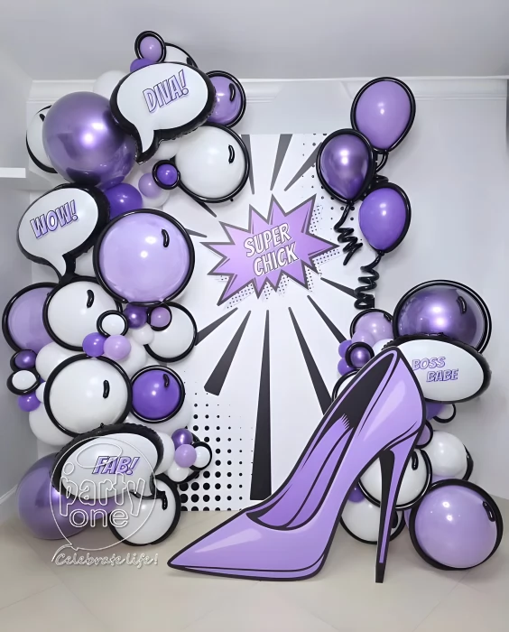 birthday Elegant Purple and White Balloon Decoration