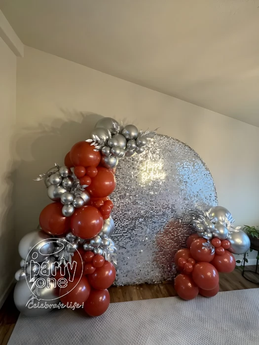 birthday Cherry Red and Sliver Birthday Balloon Decoration