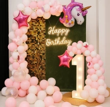 birthday Unicorn Theme Soft Colour Balloon Decoration