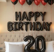 birthday Black and Red Happy Birthday Decoration