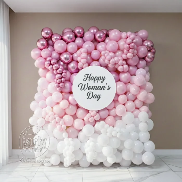decorations Pink and White Womens Day Balloon Decor