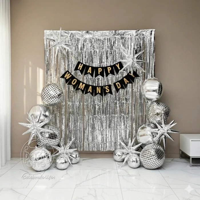 decorations Silver Metallic Womens Day Balloon Decoration