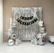 decorations Silver Metallic Womens Day Balloon Decoration