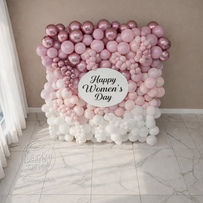 decorations Pink and White Womens Day Balloon Decor