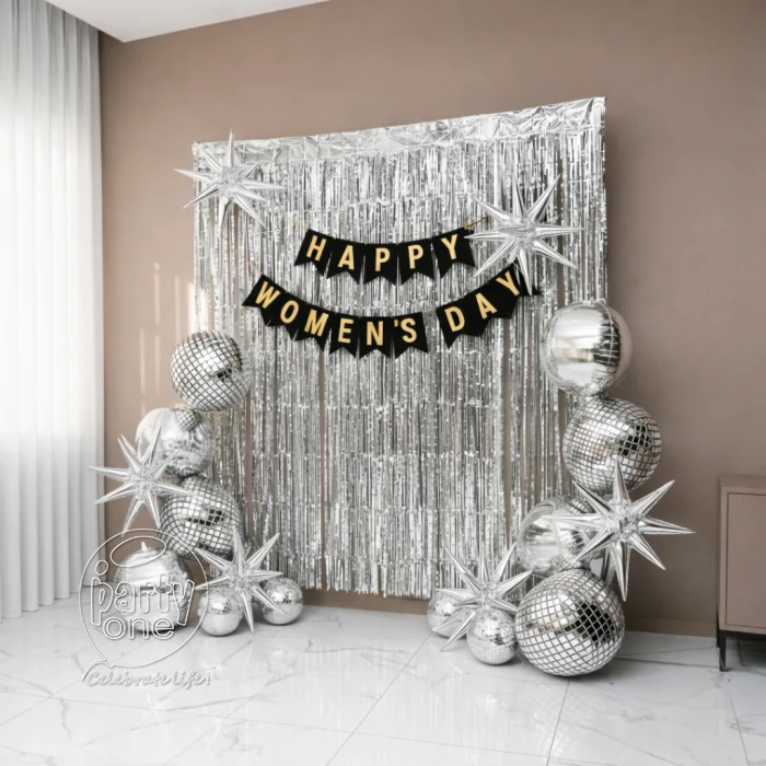 decorations Silver Metallic Womens Day Balloon Decoration